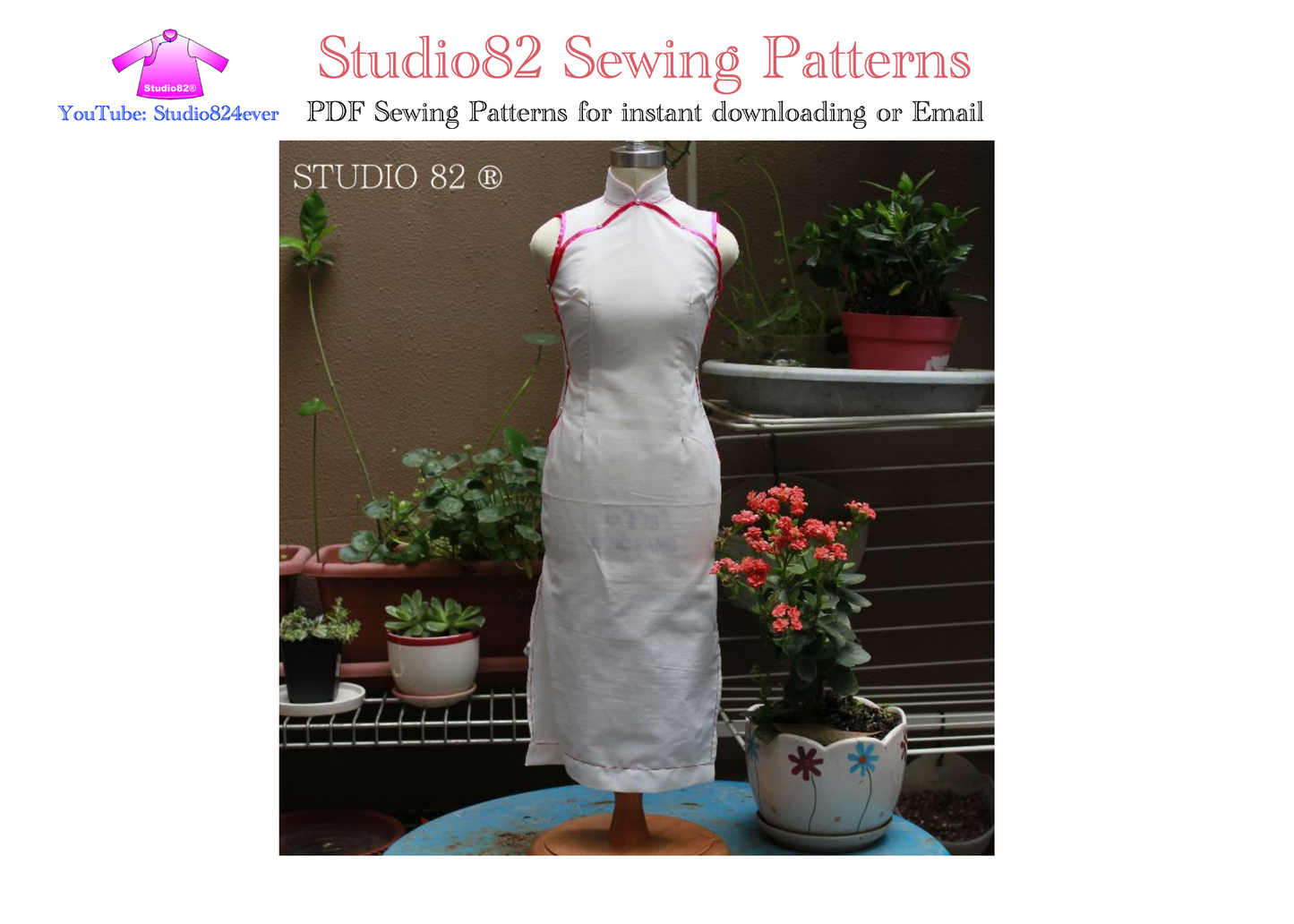 Digital Sewing Pattern: Mandarin Collar Sleeveless Cloud-Shape Double Front Placket Qipao