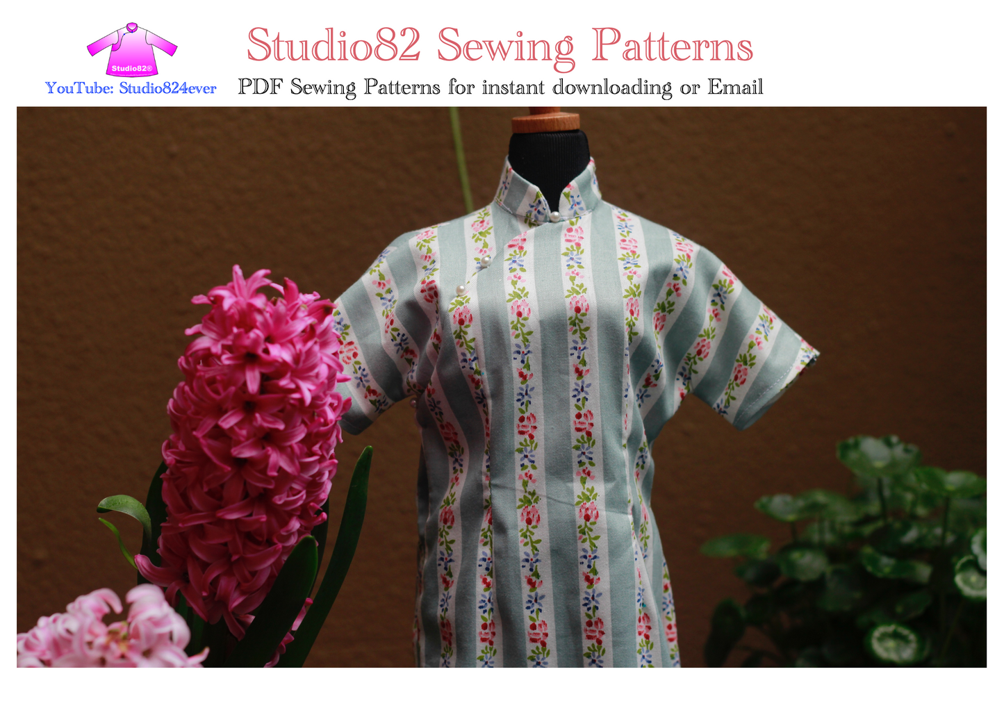 Digital Sewing Pattern:Cheongsam (Qipao) Short-Sleeved Continuous Shoulder Sleeve Sewing Pattern