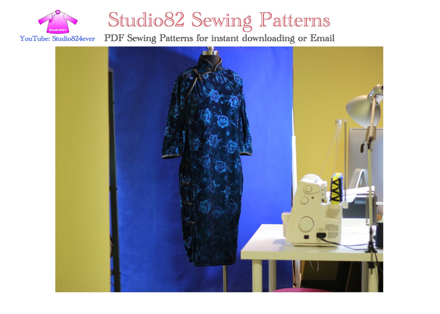Digital Sewing Pattern: Vintage-Inspired Qipao Sewing Pattern – Flat-Cut, Mid-Length Sleeve, Knee-Length, Side-Closure with Mandarin Collar