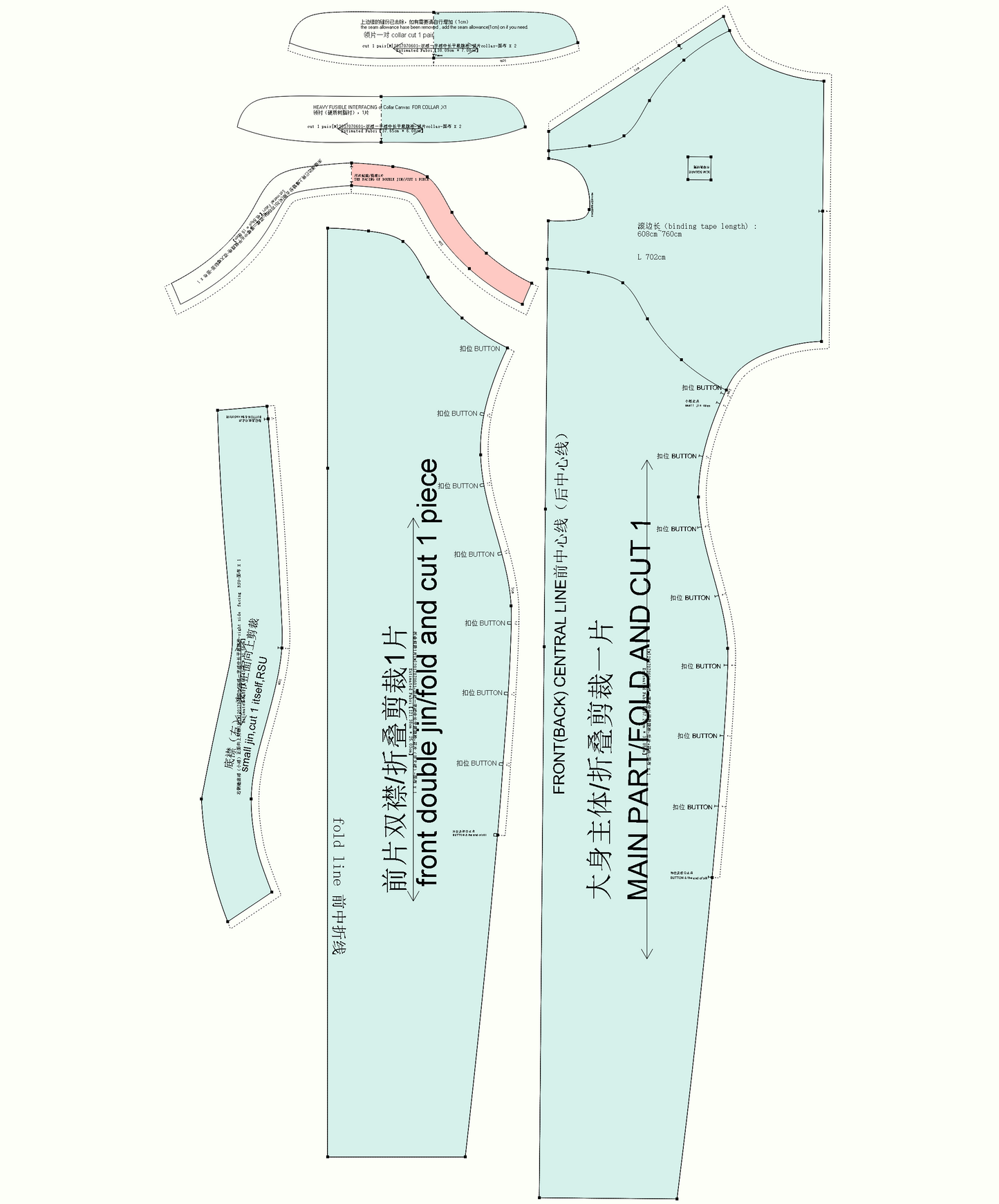 Digital Sewing Pattern of Double Diagonal Plackets Cheongsam Gown