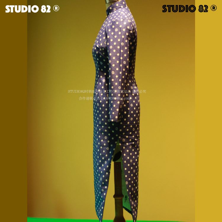Digital Sewing Pattern of Long-Sleeve Cheongsam with Diagonal Placket and Zipper
