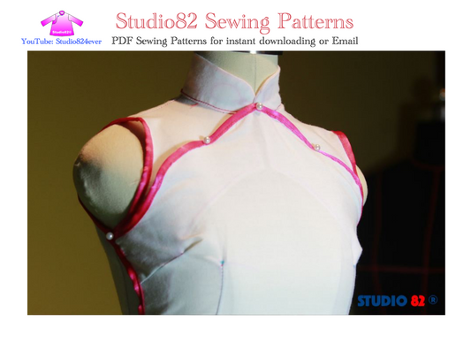 Digital Sewing Pattern: Mandarin Collar Sleeveless Cloud-Shape Double Front Placket Qipao