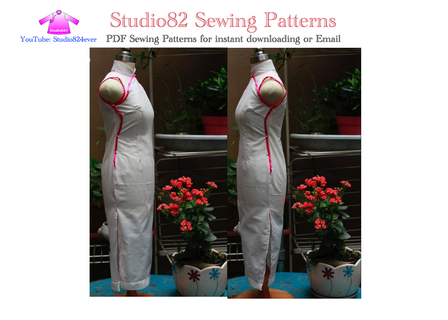 Digital Sewing Pattern: Mandarin Collar Sleeveless Cloud-Shape Double Front Placket Qipao