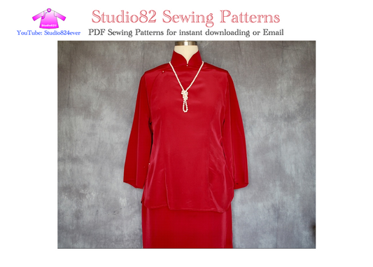 Digital Sewing Pattern: Modified Mid-Sleeve Qipao Set Sewing Pattern