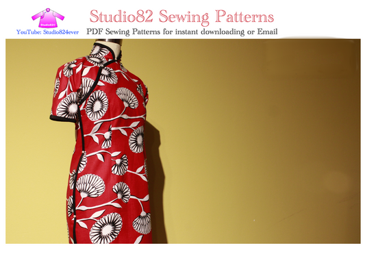 Digital Sewing Pattern:Cheongsam (Qipao) Short-Sleeved Continuous Shoulder Sleeve Sewing Pattern