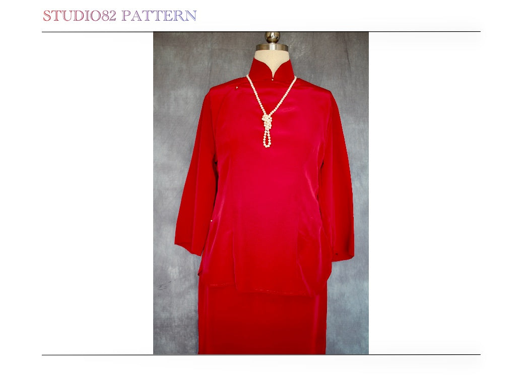 Digital Sewing Pattern: Modified Mid-Sleeve Qipao Set Sewing Pattern