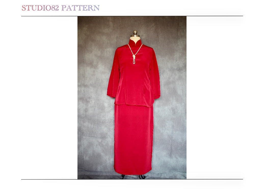 Digital Sewing Pattern: Modified Mid-Sleeve Qipao Set Sewing Pattern