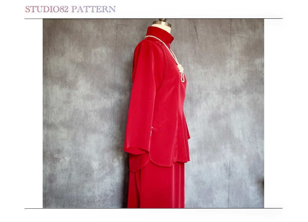 Digital Sewing Pattern: Modified Mid-Sleeve Qipao Set Sewing Pattern