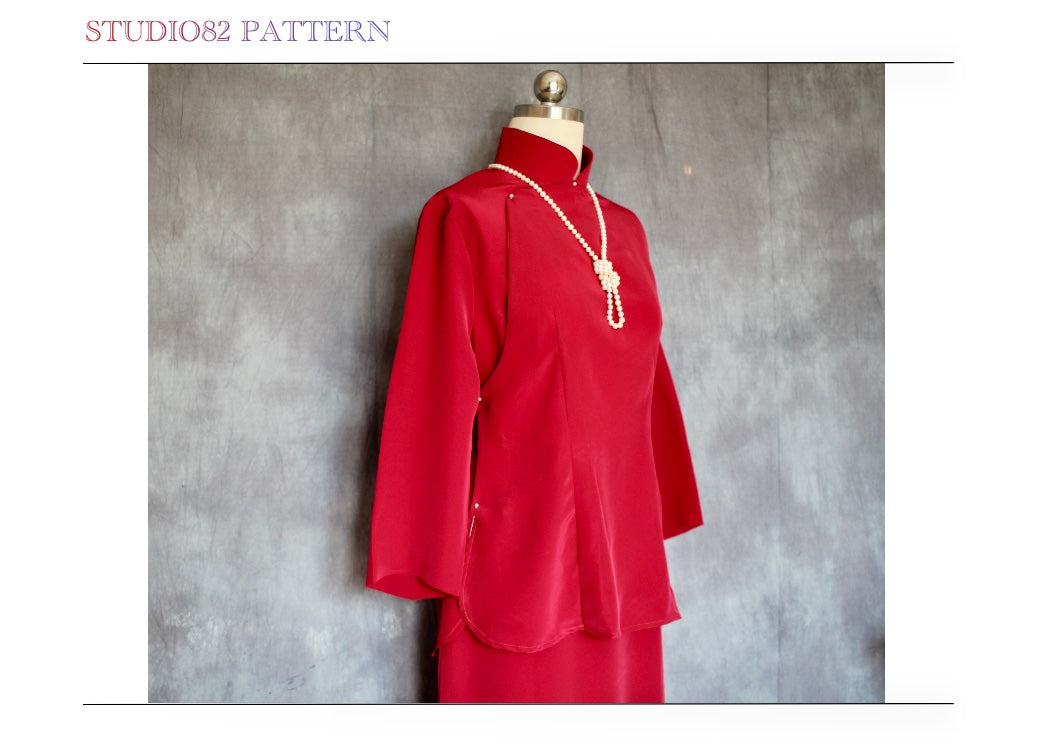 Digital Sewing Pattern: Modified Mid-Sleeve Qipao Set Sewing Pattern