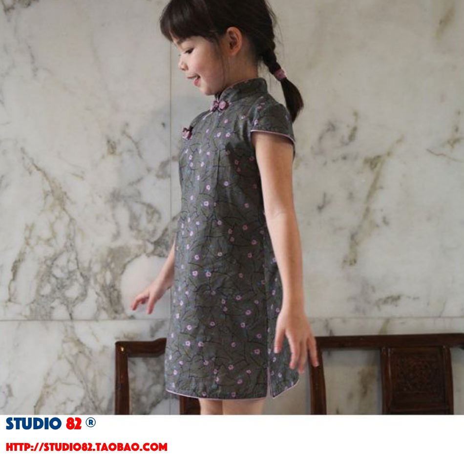 Digital Sewing Pattern: Girls' Knee-Length Cap Sleeve Qipao Dress