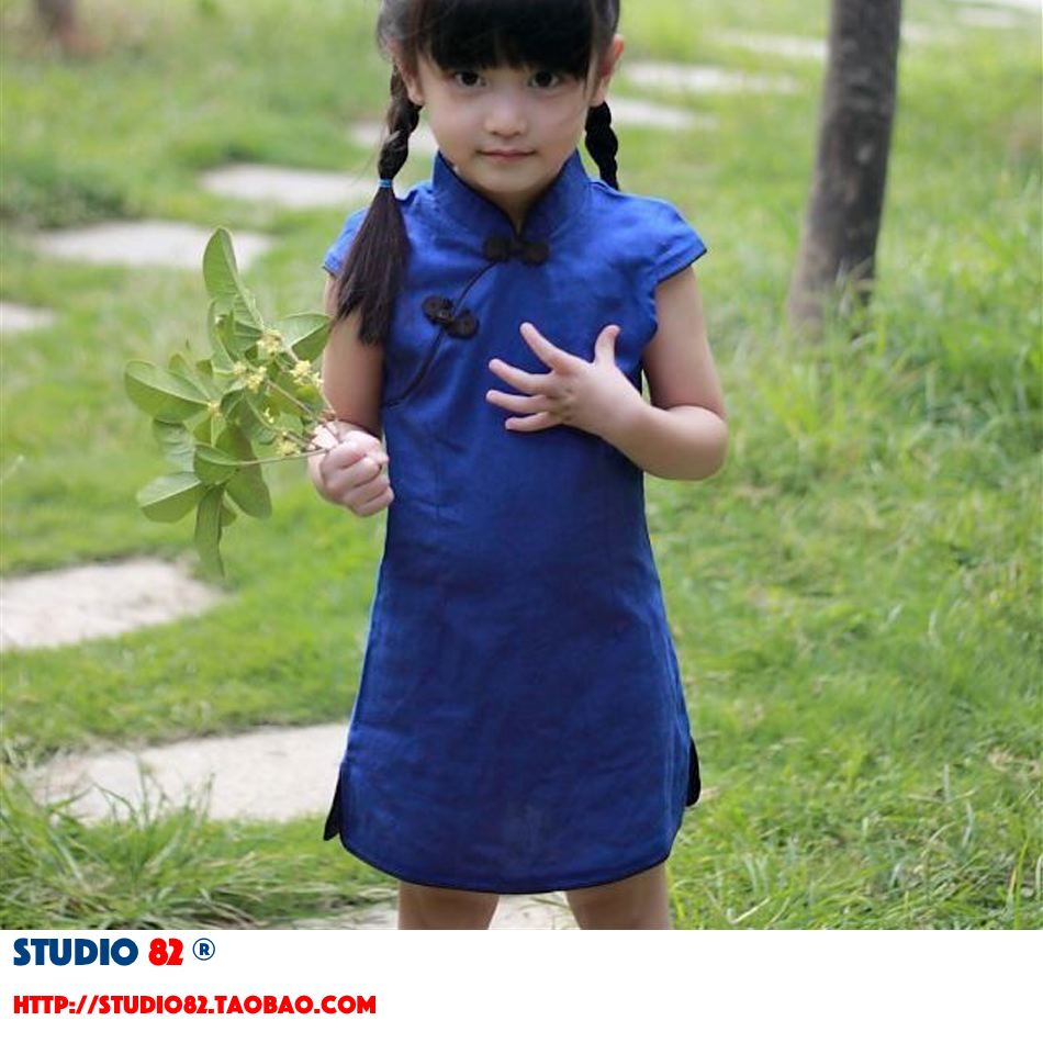 Digital Sewing Pattern: Girls' Knee-Length Cap Sleeve Qipao Dress