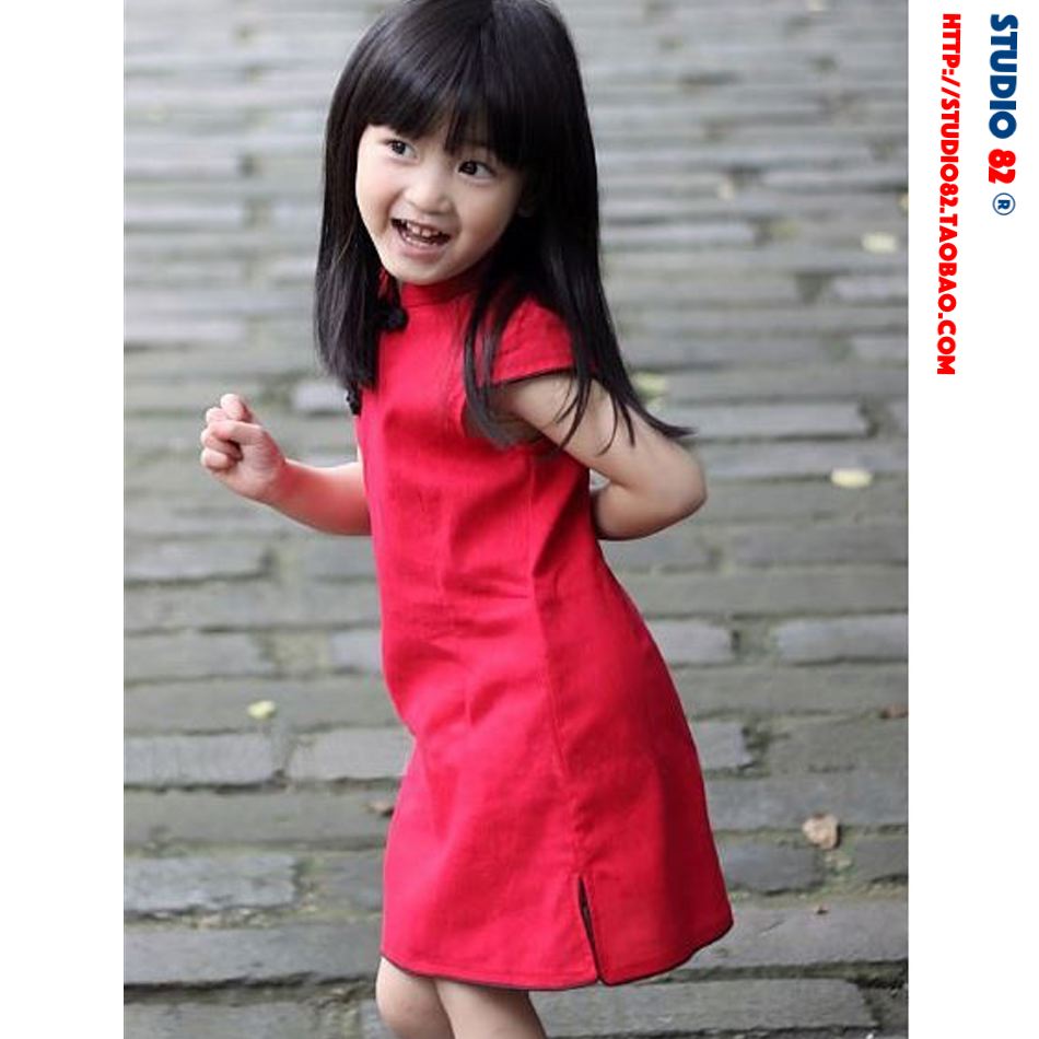 Digital Sewing Pattern: Girls' Knee-Length Cap Sleeve Qipao Dress
