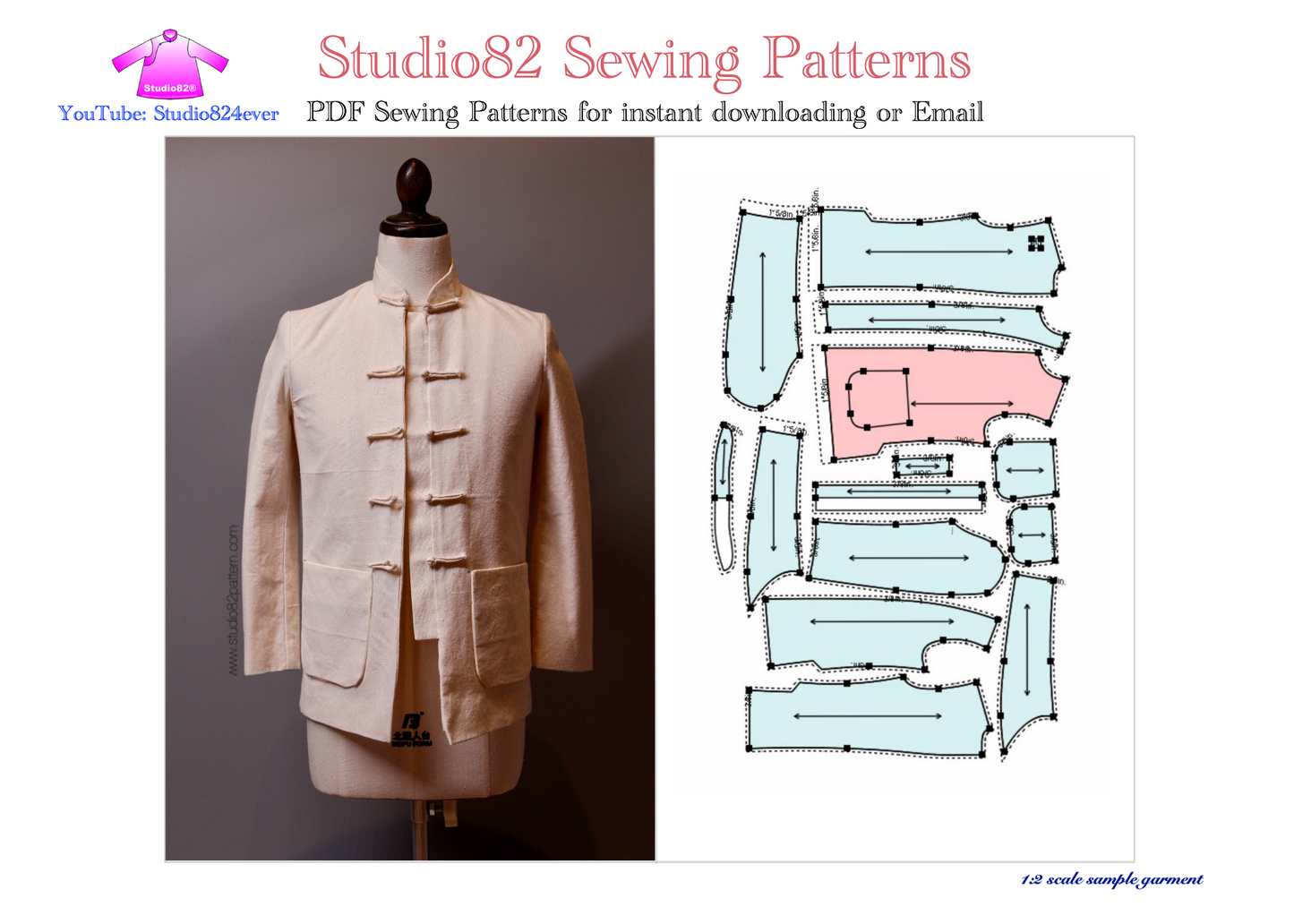 Traditional Tang Suit / Chinese Jacket/ Tangzhuang Pattern for Male