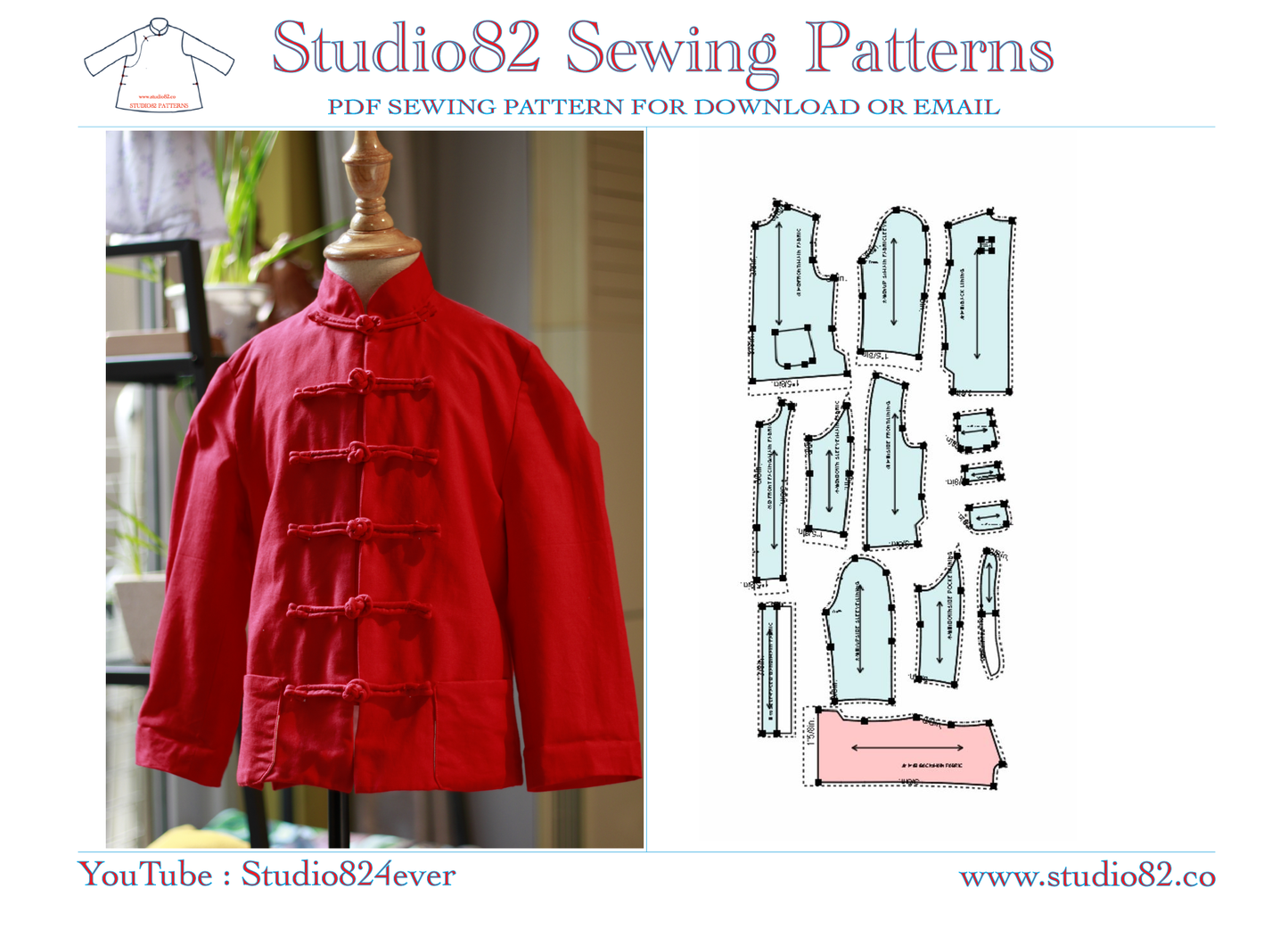 Classic Chinese Tang Suit Jacket Pattern for Boys (with Lining)