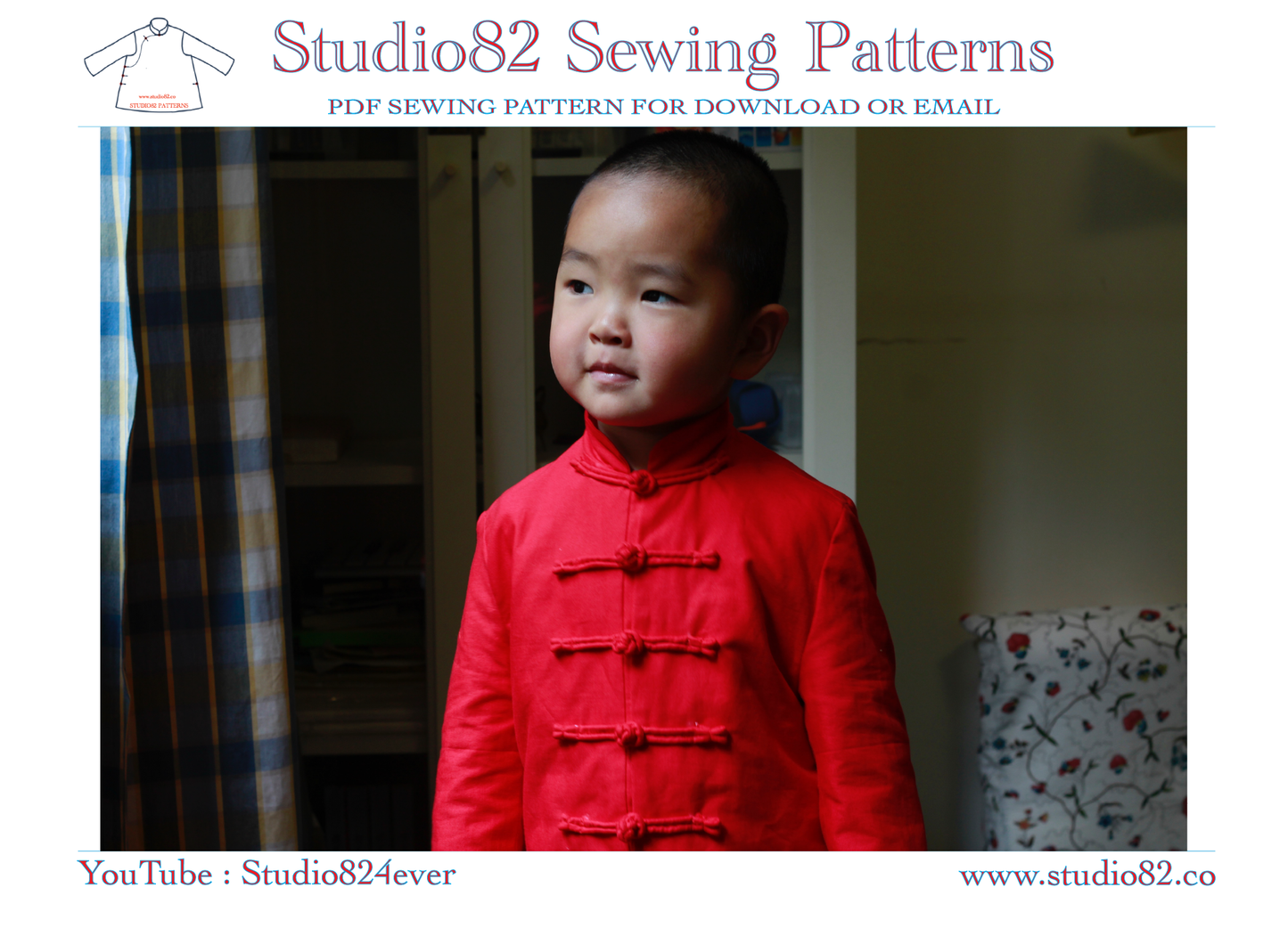 Classic Chinese Tang Suit Jacket Pattern for Boys (with Lining)