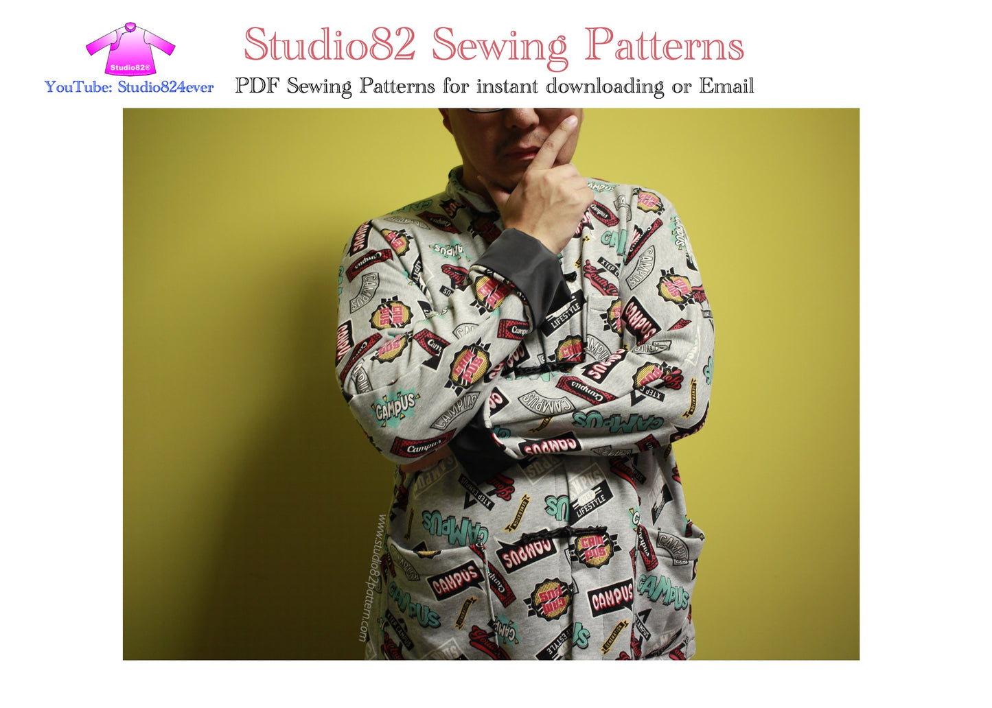 Men's Tang Suit Digital Sewing Pattern with Connected Sleeves (Lian Jian Xiu)