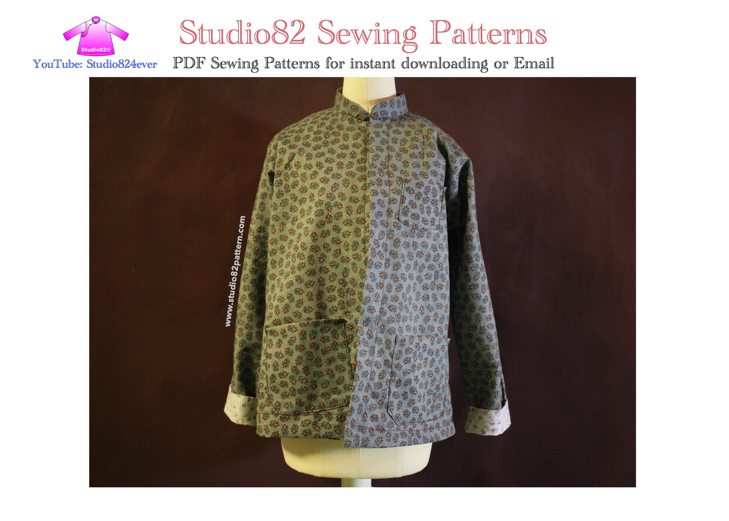 Men's Tang Suit Digital Sewing Pattern with Connected Sleeves (Lian Jian Xiu)