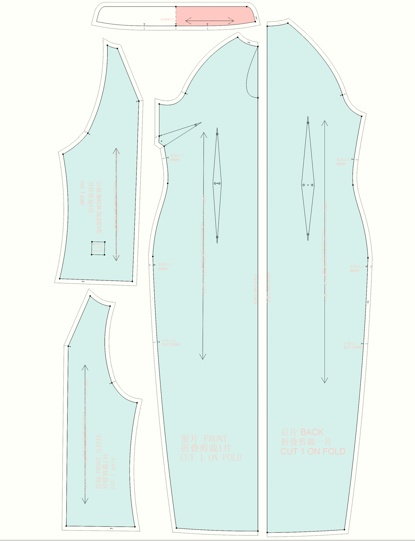 Digital Pattern of  cheongsam gown with a water drop neckline and 3/4 sleeves
