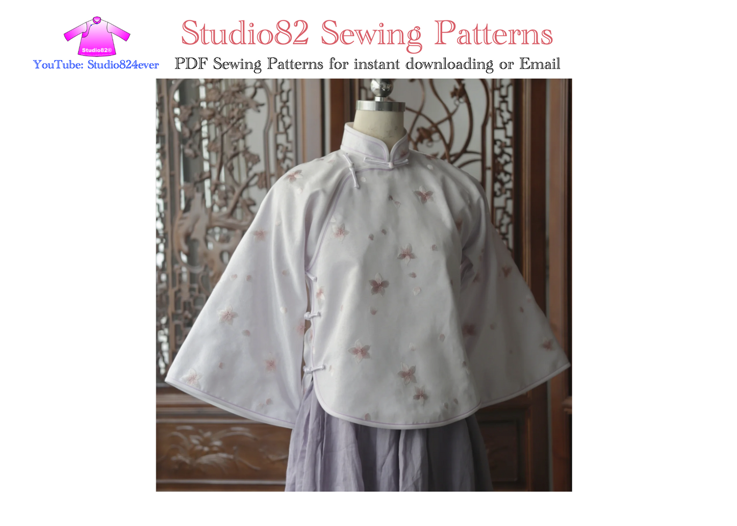 Digital Sewing Pattern: Traditional Flat-Cut Short Top with Inverted Sleeves | Dao-Da-Xiu Sewing Pattern