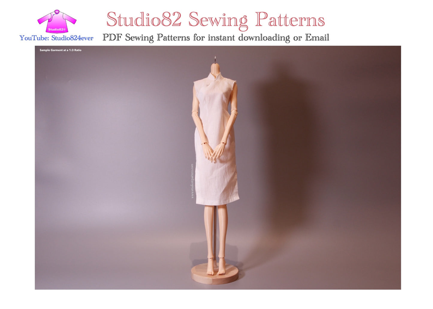 Digital Sewing Pattern – Straight-Front Placket Sleeveless Qipao