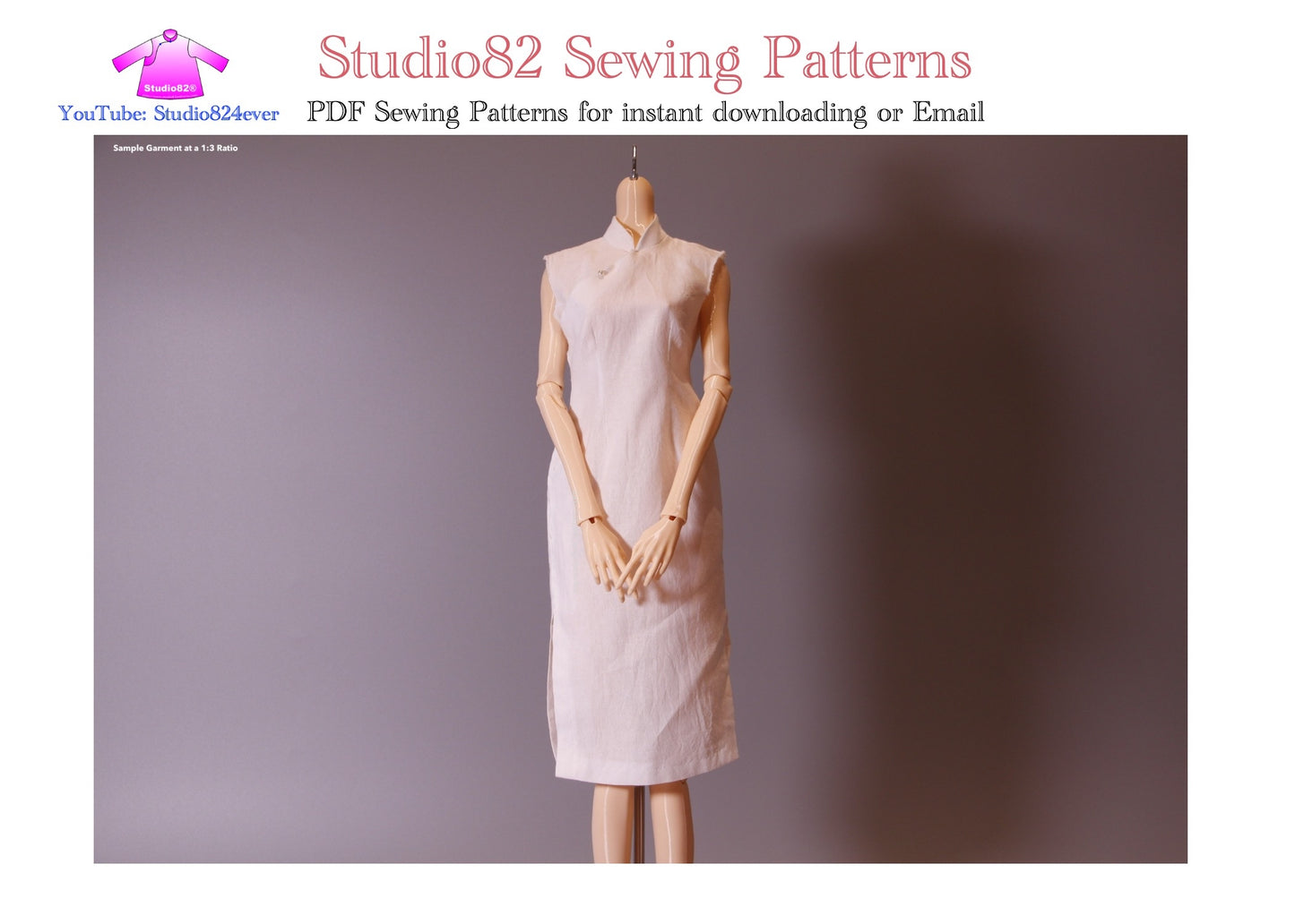 Digital Sewing Pattern – Straight-Front Placket Sleeveless Qipao