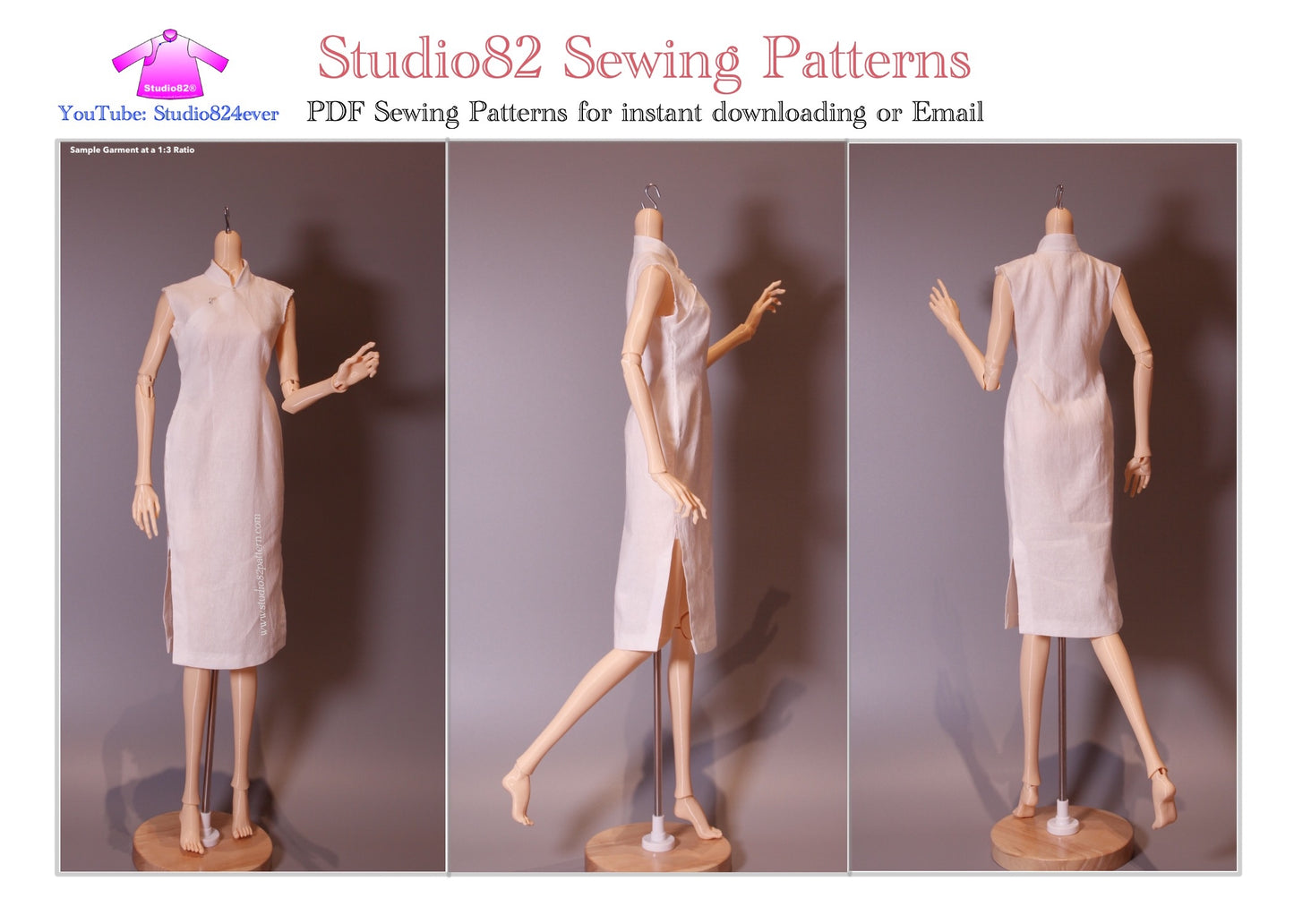 Digital Sewing Pattern – Straight-Front Placket Sleeveless Qipao