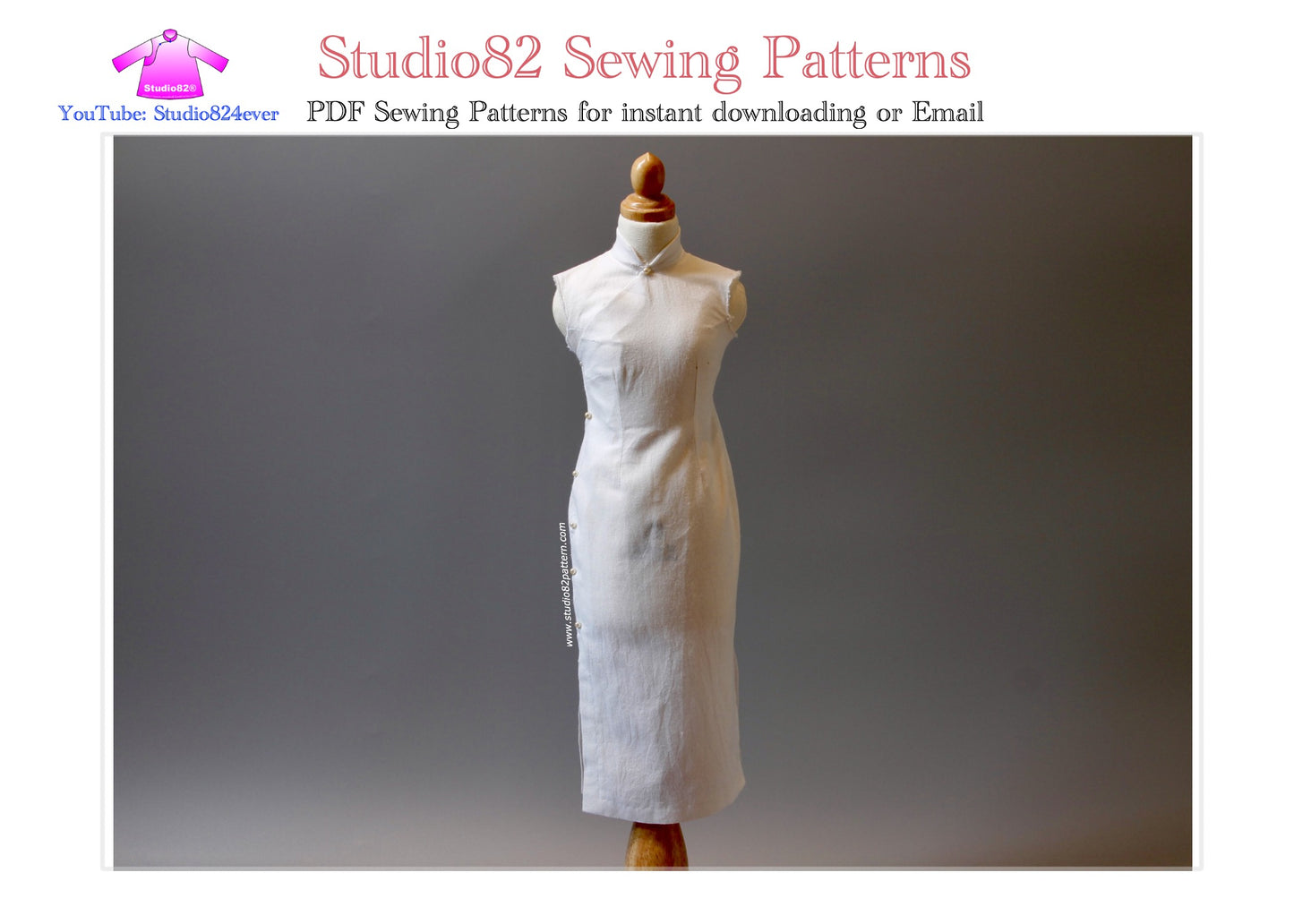 Digital Sewing Pattern – Straight-Front Placket Sleeveless Qipao