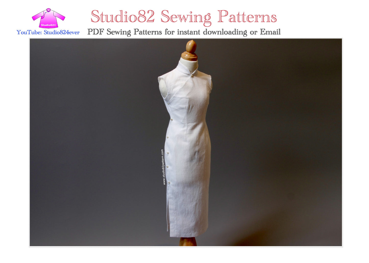 Digital Sewing Pattern – Straight-Front Placket Sleeveless Qipao