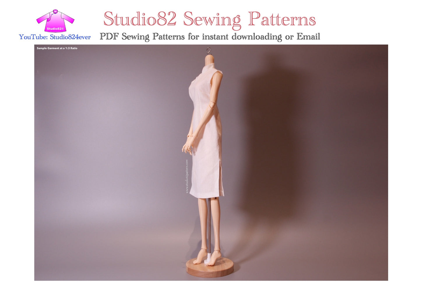 Digital Sewing Pattern – Straight-Front Placket Sleeveless Qipao