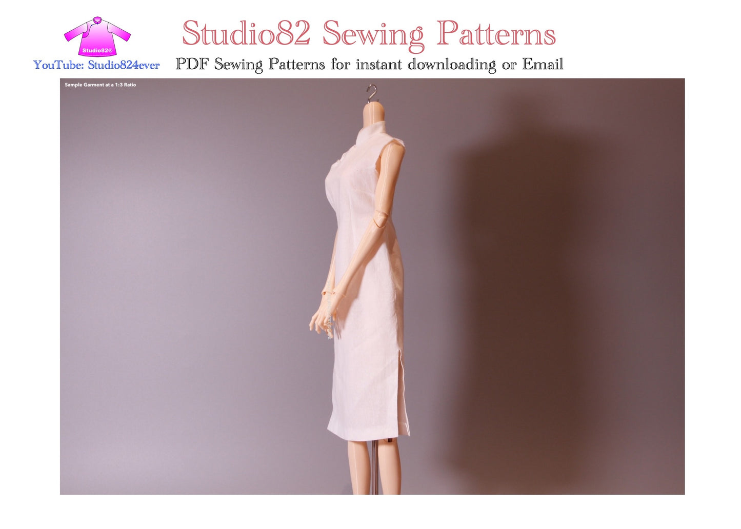 Digital Sewing Pattern – Straight-Front Placket Sleeveless Qipao