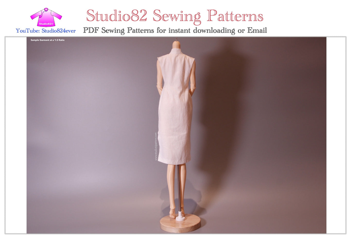 Digital Sewing Pattern – Straight-Front Placket Sleeveless Qipao