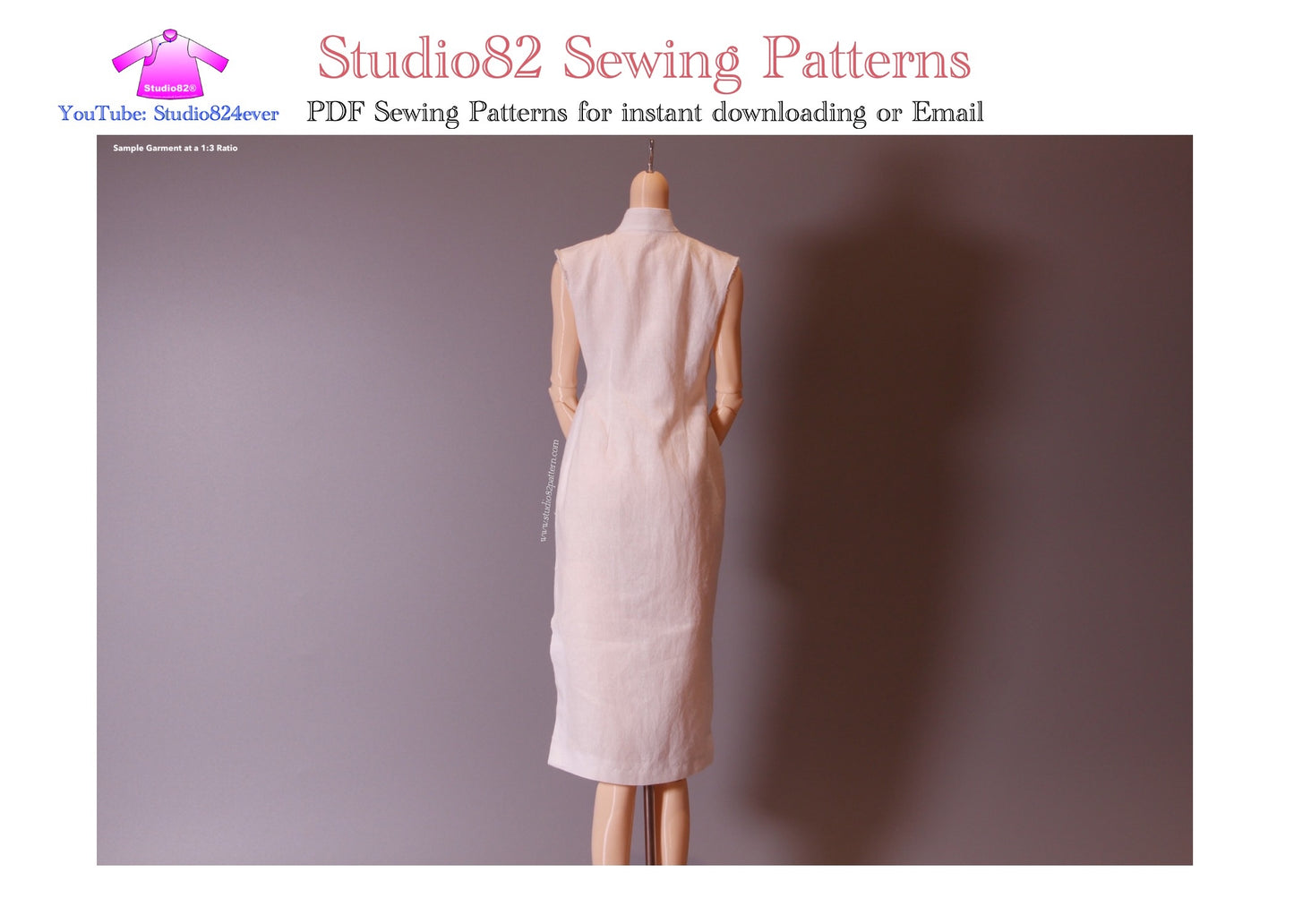 Digital Sewing Pattern – Straight-Front Placket Sleeveless Qipao