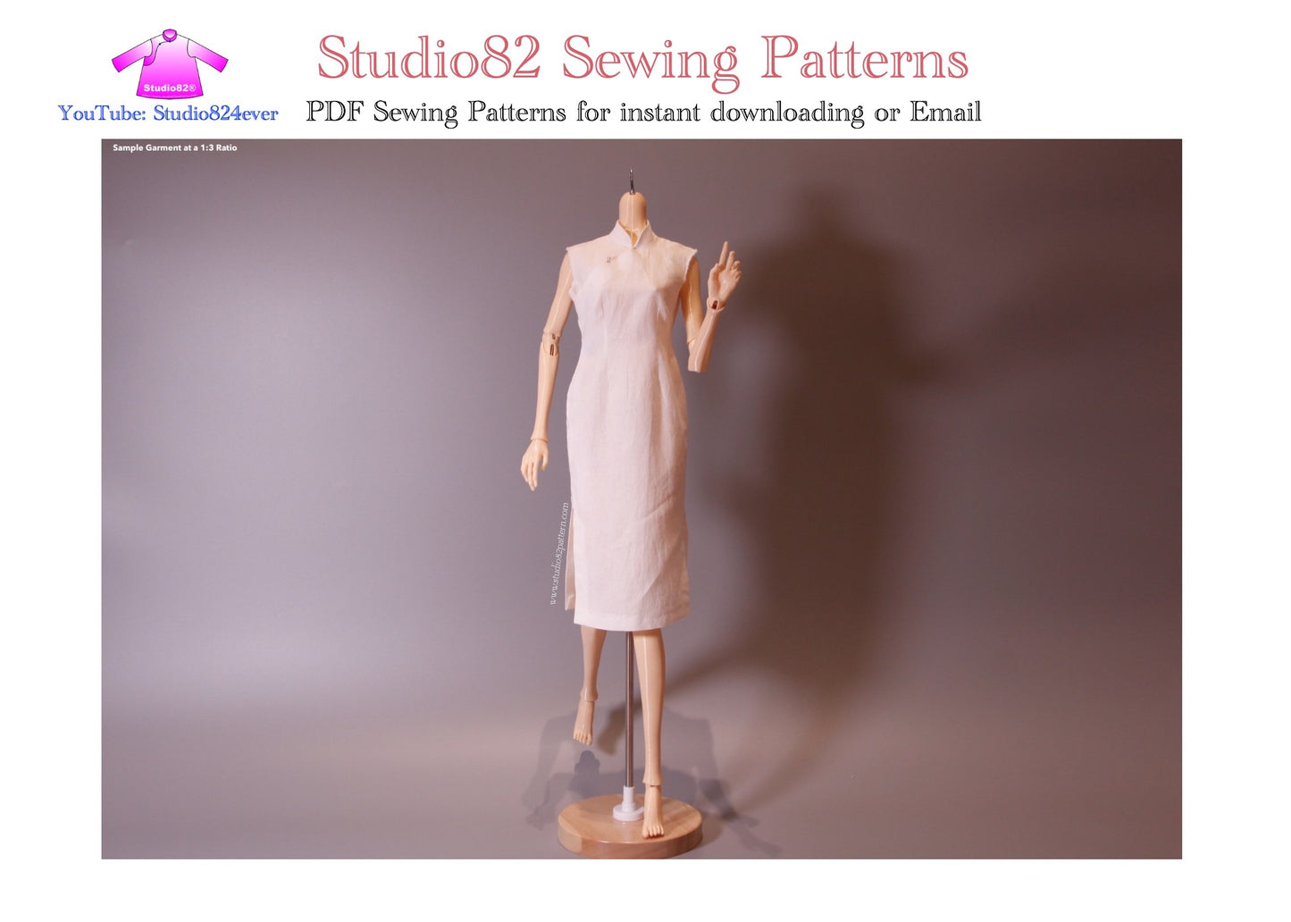 Digital Sewing Pattern – Straight-Front Placket Sleeveless Qipao