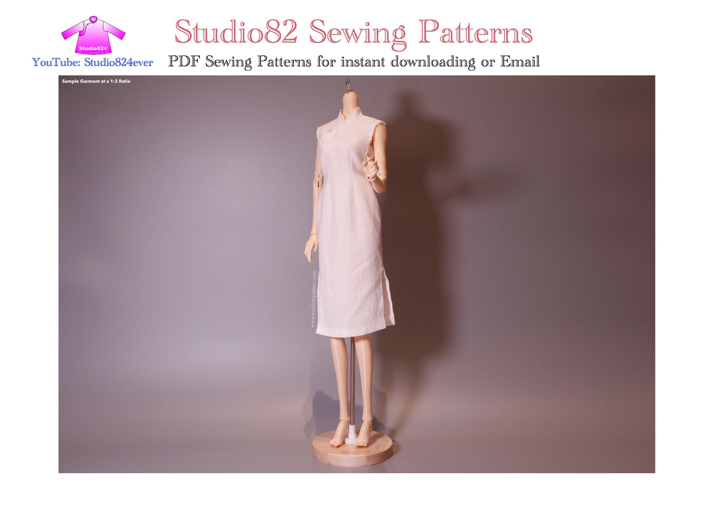 Digital Sewing Pattern – Straight-Front Placket Sleeveless Qipao