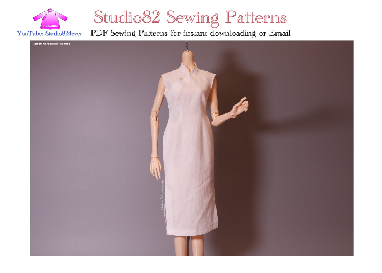 Digital Sewing Pattern – Straight-Front Placket Sleeveless Qipao