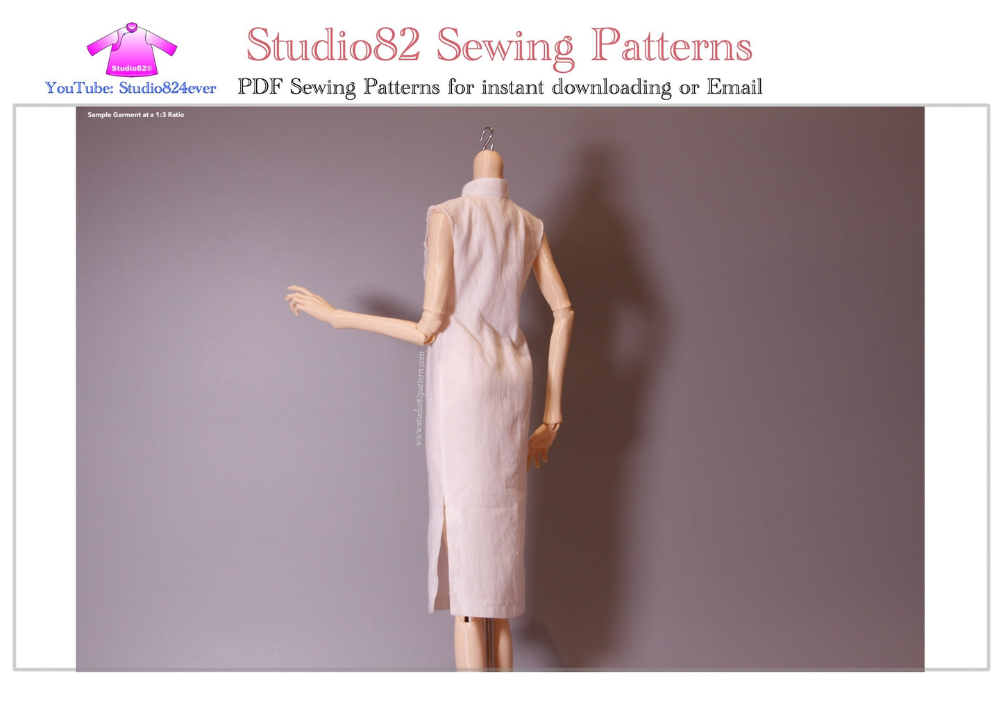 Digital Sewing Pattern – Straight-Front Placket Sleeveless Qipao