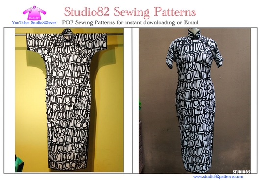 Digital Sewing Pattern of Double Diagonal Plackets Cheongsam Gown