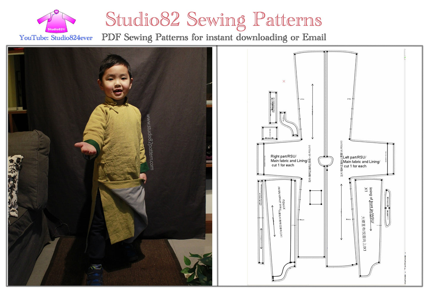 Digital Sewing Pattern for Boys' Tang Suit Long Gown (Chang Shan)