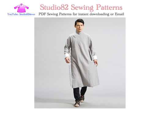 Digital sewing pattern for a classic men's Tang suit long gown (Chang Shan)