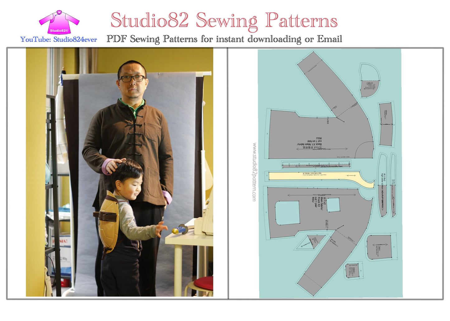 Underarm Gusset Men's Fashion Tang Suit - Digital Sewing Pattern