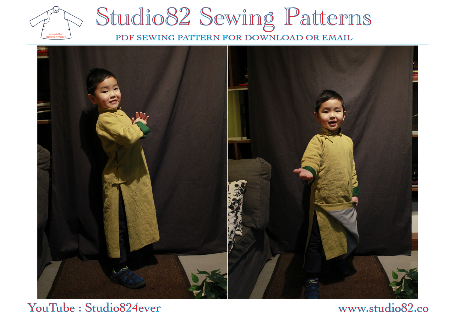 Digital Sewing Pattern for Boys' Tang Suit Long Gown (Chang Shan)