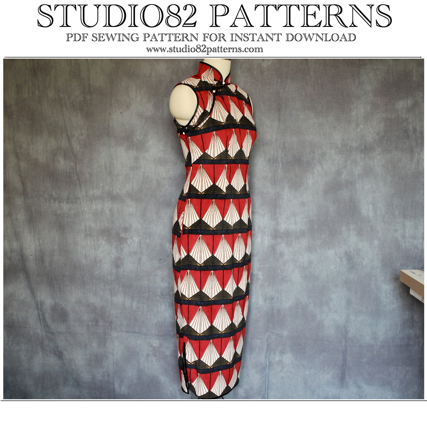 Digital Sewing Pattern of Hong Kong-style Cheongsam with a Pointed Bust and Sleeveless Design