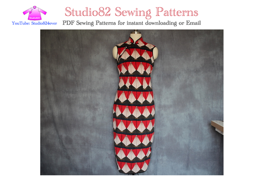 Digital Sewing Pattern of Hong Kong-style Cheongsam with a Pointed Bust and Sleeveless Design