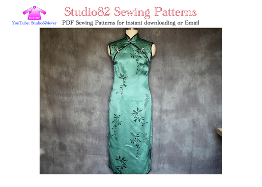 Sleeveless Double Diagonal Plackets Cheongsam Gown PDF Sewing Pattern