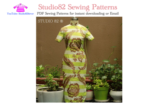 PDF Sewing Pattern of short-sleeved Qipao with a square placket