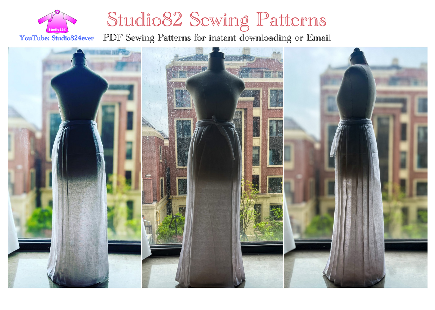 Digital sewing pattern of Horse-face Skirt(H silhouette) with video tutorial