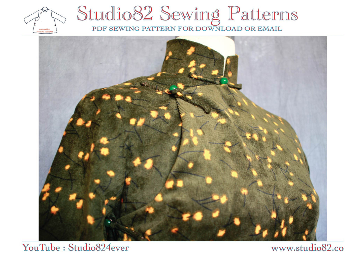 Classic 38cm Mid-Length Qipao Digital Pattern: Mid-Sleeve, Fitted, Hem-Tapered Style