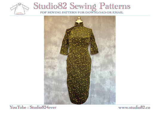 Classic 38cm Mid-Length Qipao Digital Pattern: Mid-Sleeve, Fitted, Hem-Tapered Style