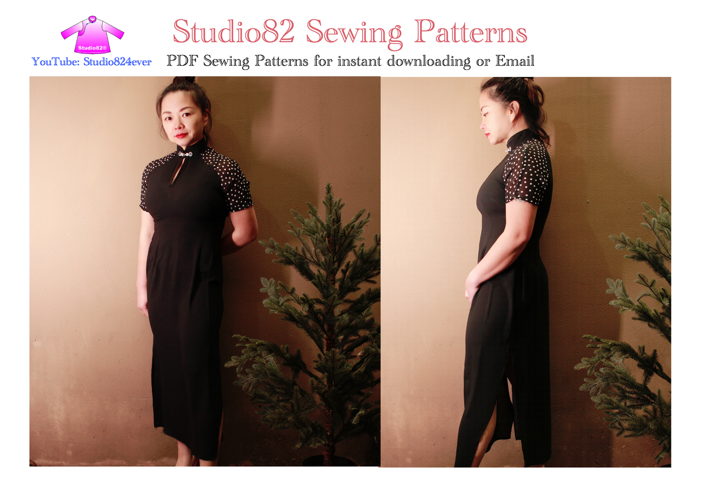 Authentic Morden Raglan Sleeves Cheongsam  Sewing Pattern for instant download