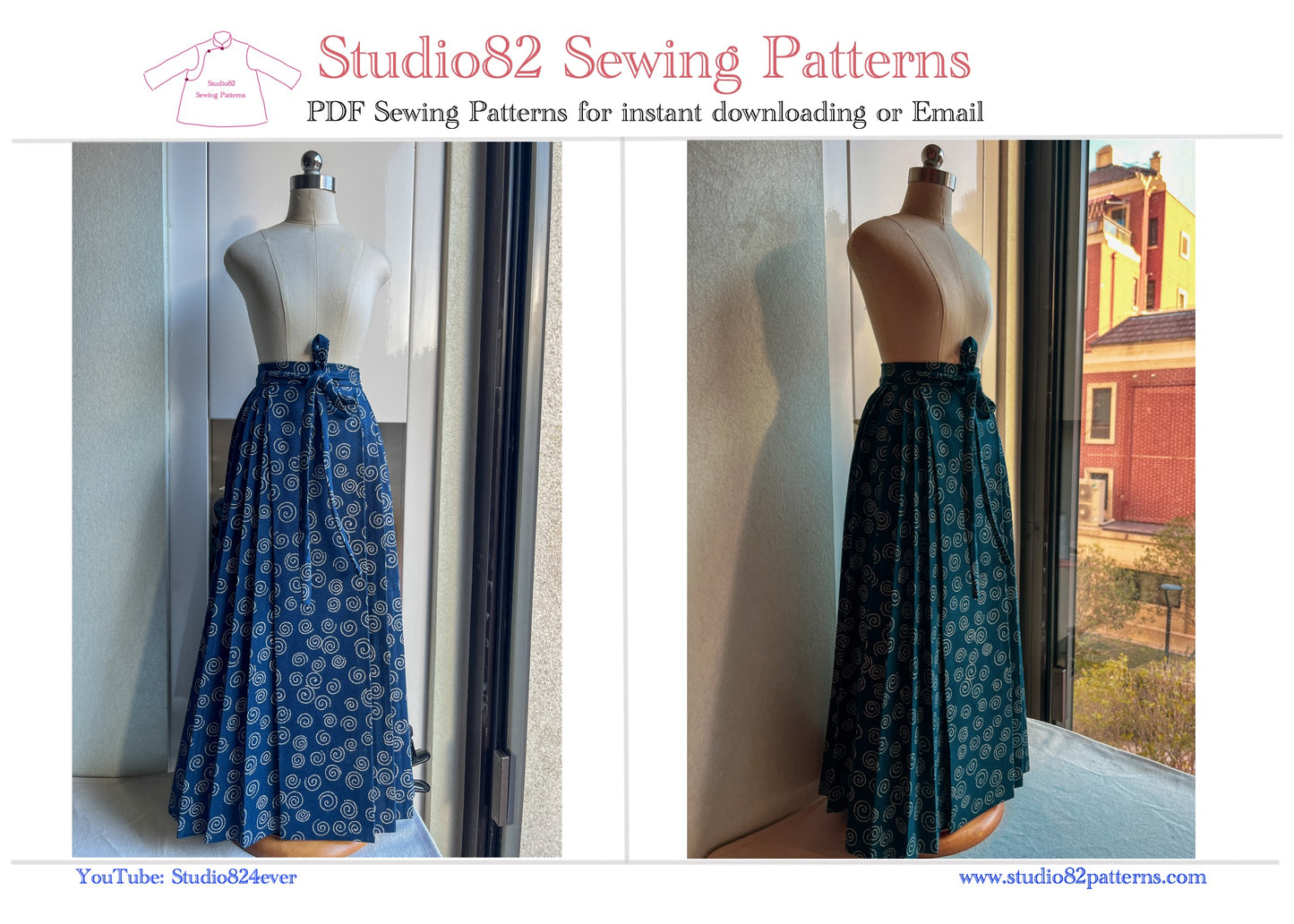 Digital sewing pattern of Horse-face Skirt(A silhouette) with video tutorial